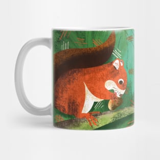 Red squirrel eating a nut in a tree Mug